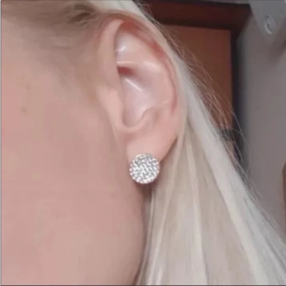 Full Paved Shiny Natural Zircon Stud Earrings 585 Gold Bride Wedding Earrings